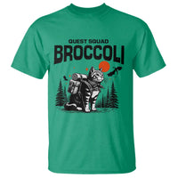 Quest Squad Broccoli Cat T Shirt Funny Hiking Adventure Cute Camping Feline