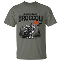 Quest Squad Broccoli Cat T Shirt Funny Hiking Adventure Cute Camping Feline