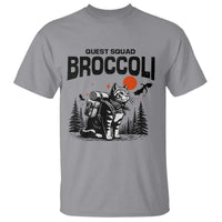Quest Squad Broccoli Cat T Shirt Funny Hiking Adventure Cute Camping Feline