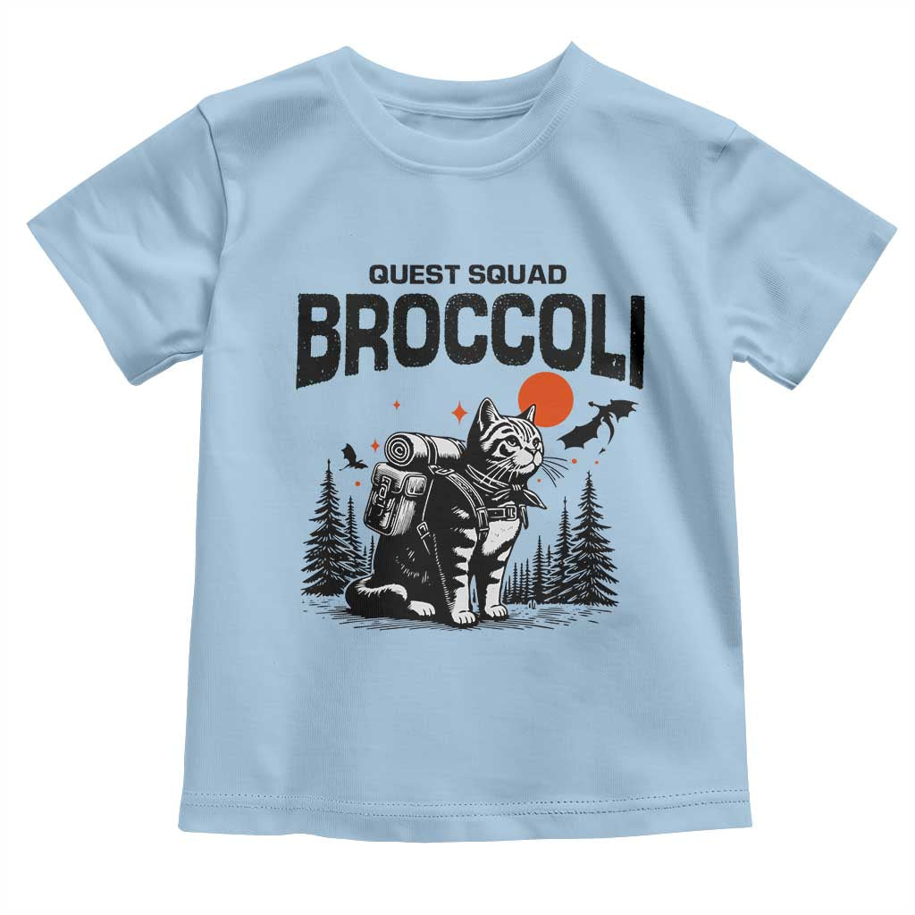 Quest Squad Broccoli Cat Toddler T Shirt Funny Hiking Adventure Cute Camping Feline