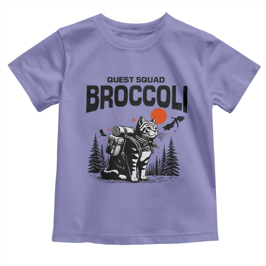 Quest Squad Broccoli Cat Toddler T Shirt Funny Hiking Adventure Cute Camping Feline