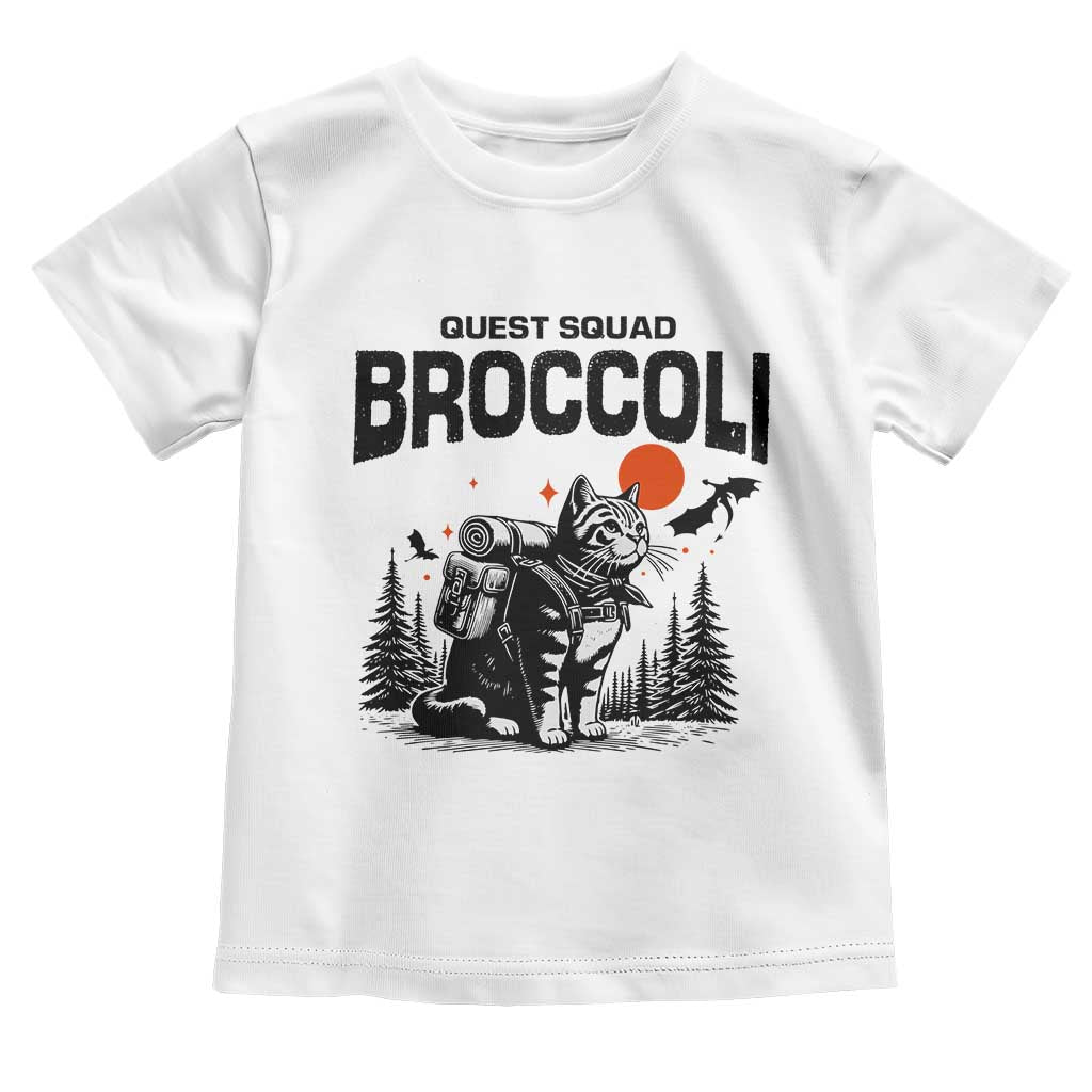 Quest Squad Broccoli Cat Toddler T Shirt Funny Hiking Adventure Cute Camping Feline
