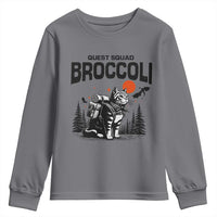 Quest Squad Broccoli Cat Youth Sweatshirt Funny Hiking Adventure Cute Camping Feline