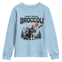 Quest Squad Broccoli Cat Youth Sweatshirt Funny Hiking Adventure Cute Camping Feline