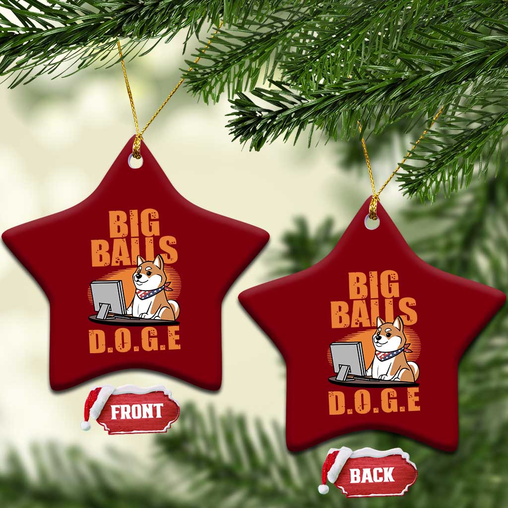Funny Big Balls D.O.G.E Ceramic Ornament DOGE Shiba - Wonder Print Shop