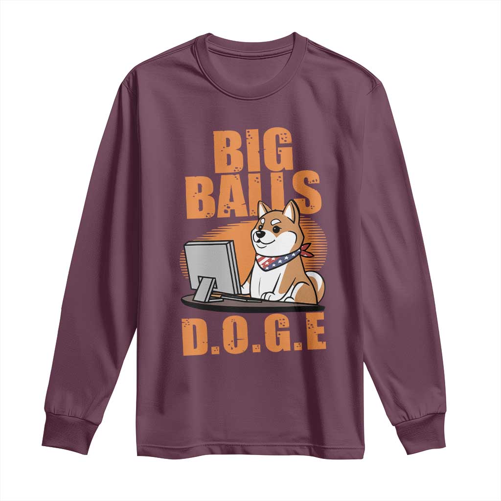 Funny Big Balls D.O.G.E Long Sleeve Shirt DOGE Shiba