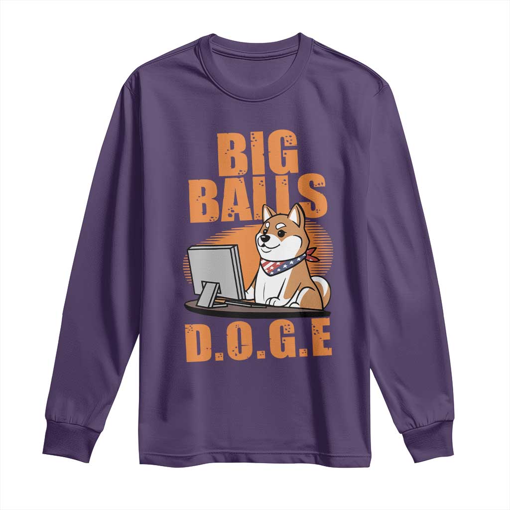 Funny Big Balls D.O.G.E Long Sleeve Shirt DOGE Shiba