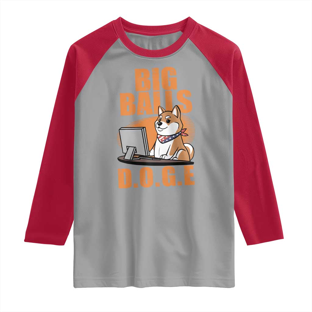Funny Big Balls D.O.G.E Raglan Shirt DOGE Shiba