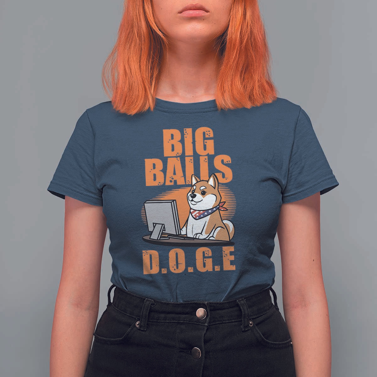 Funny Big Balls D.O.G.E T Shirt For Women DOGE Shiba