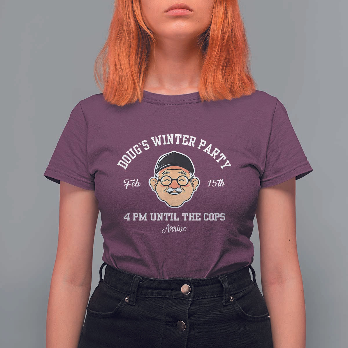 Funny Doug's Winter Party T Shirt For Women February 18th 4pm Until The Cops Arrive