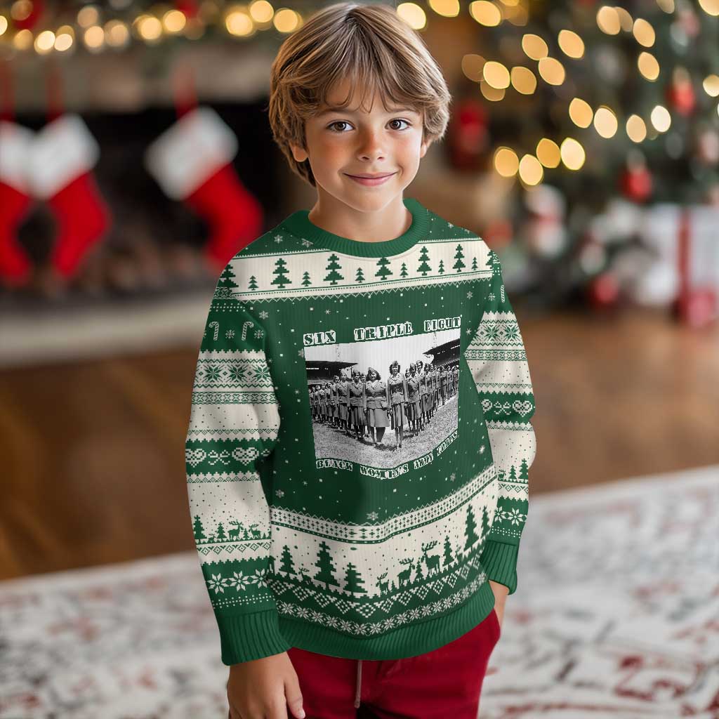 6 Triple 8 Ugly Christmas Sweater Black Women's Army Corps 6888th Battalion - Wonder Print Shop