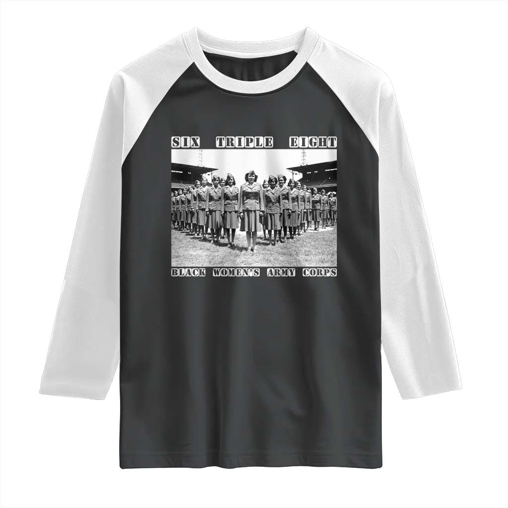 6 Triple 8 Raglan Shirt Black Women's Army Corps 6888th Battalion