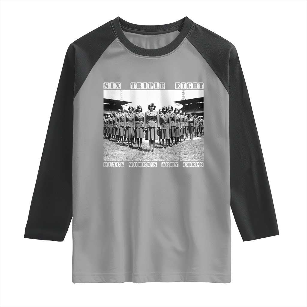 6 Triple 8 Raglan Shirt Black Women's Army Corps 6888th Battalion