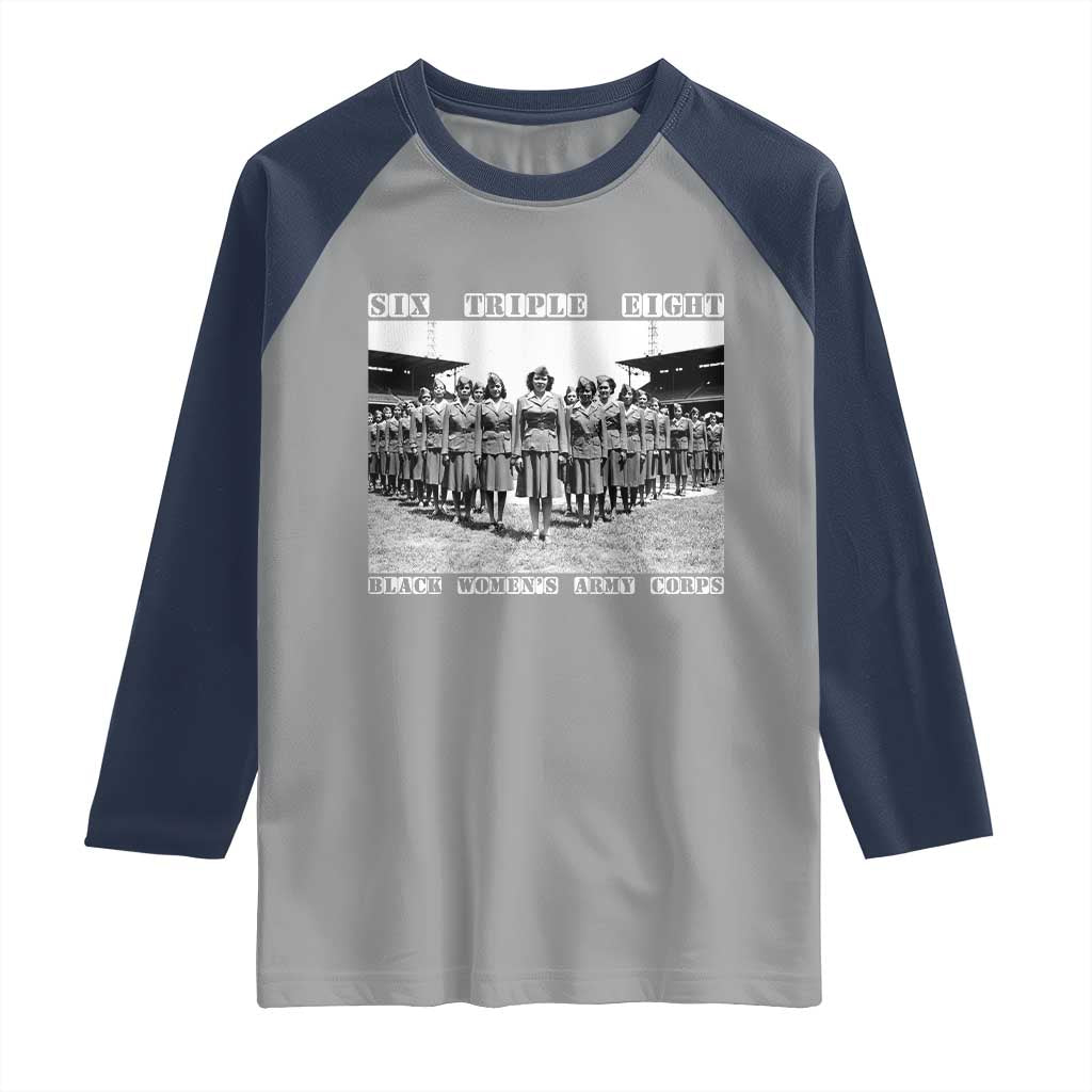 6 Triple 8 Raglan Shirt Black Women's Army Corps 6888th Battalion