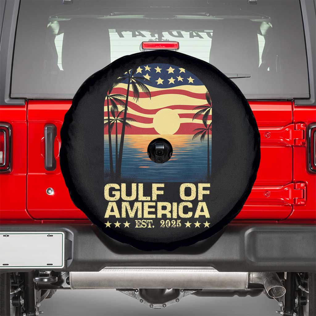 Gulf Of America Spare Tire Cover Est 2025 American Flag Retro