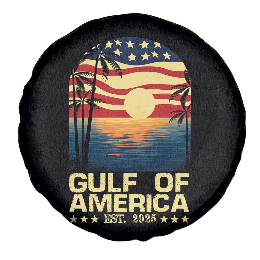 Gulf Of America Spare Tire Cover Est 2025 American Flag Retro