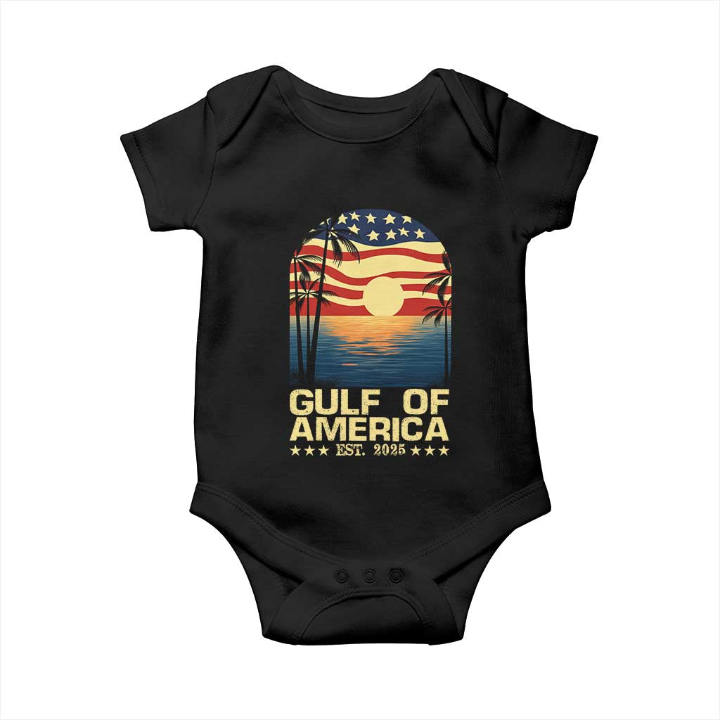 Gulf Of America Baby Onesie Est 2025 American Flag Retro