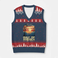 Gulf Of USA V-Neck Knit Sweater Vest Est 2025 American Flag Retro - Wonder Print Shop