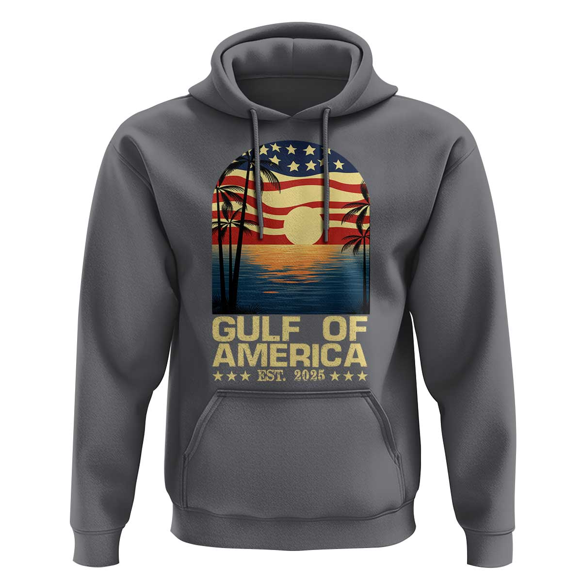 Gulf Of America Hoodie Est 2025 American Flag Retro