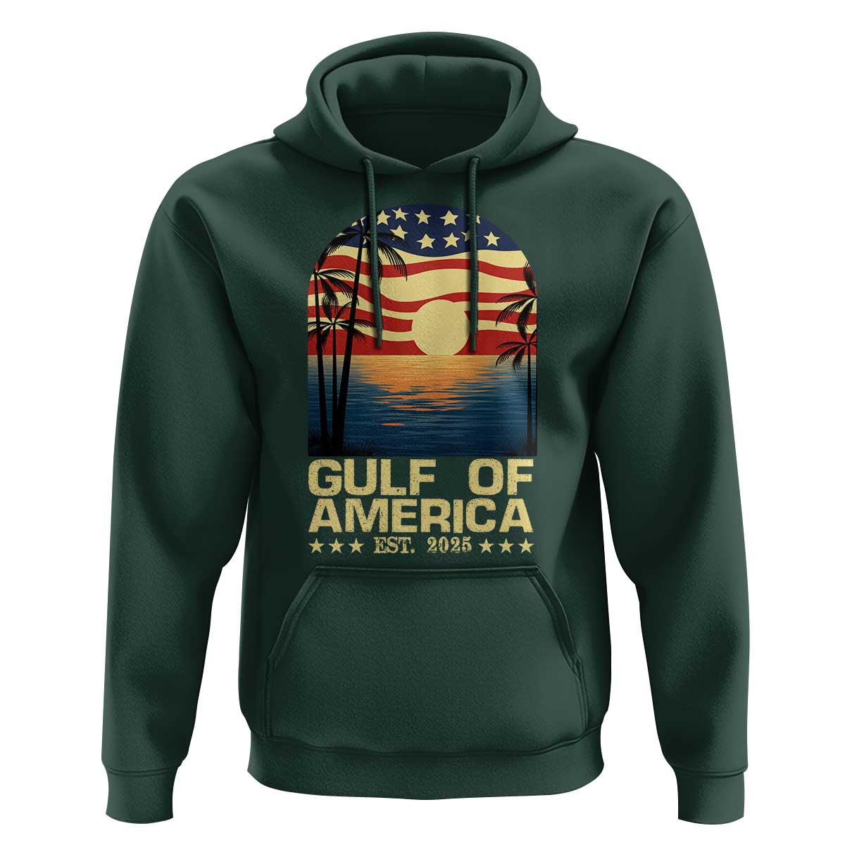 Gulf Of America Hoodie Est 2025 American Flag Retro
