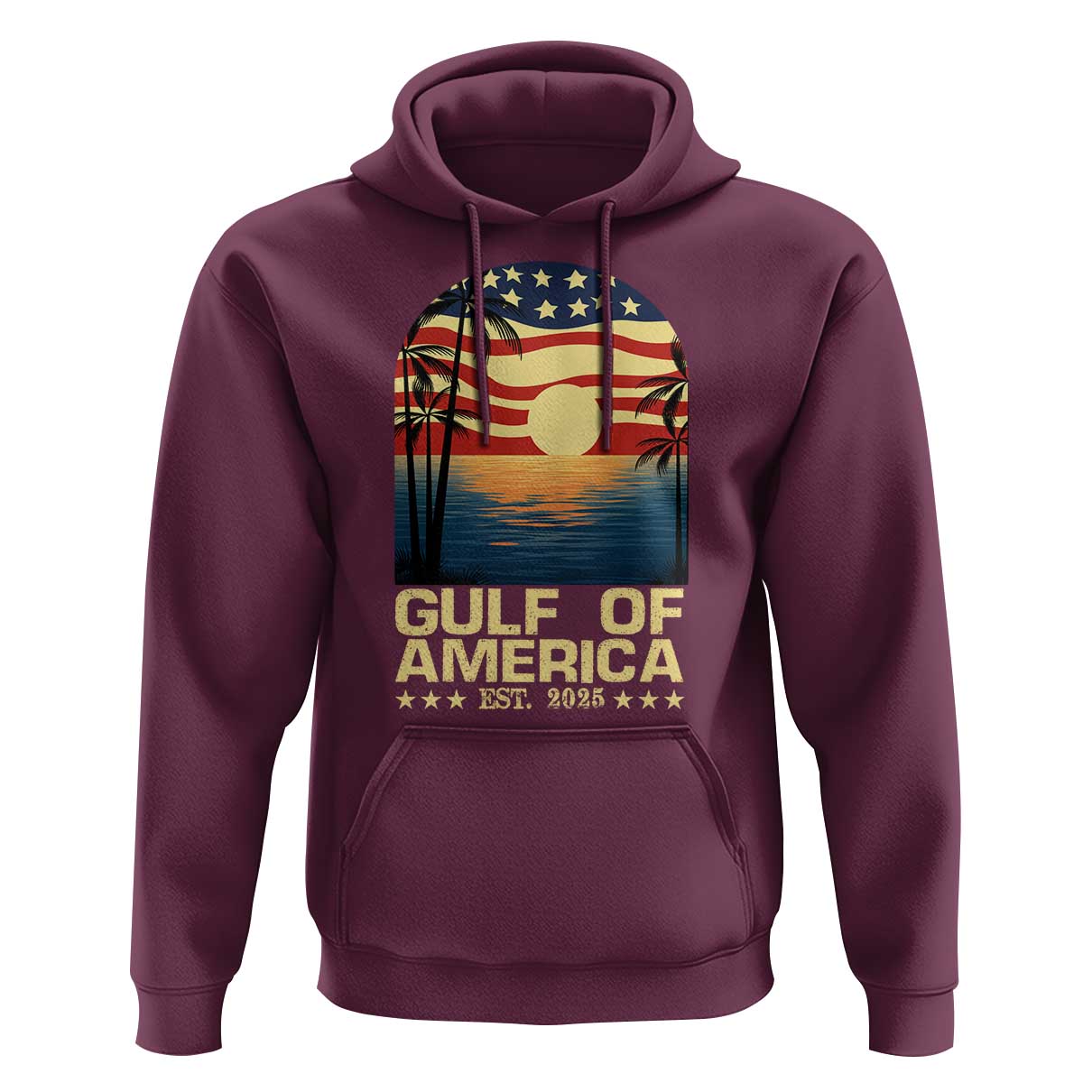 Gulf Of America Hoodie Est 2025 American Flag Retro