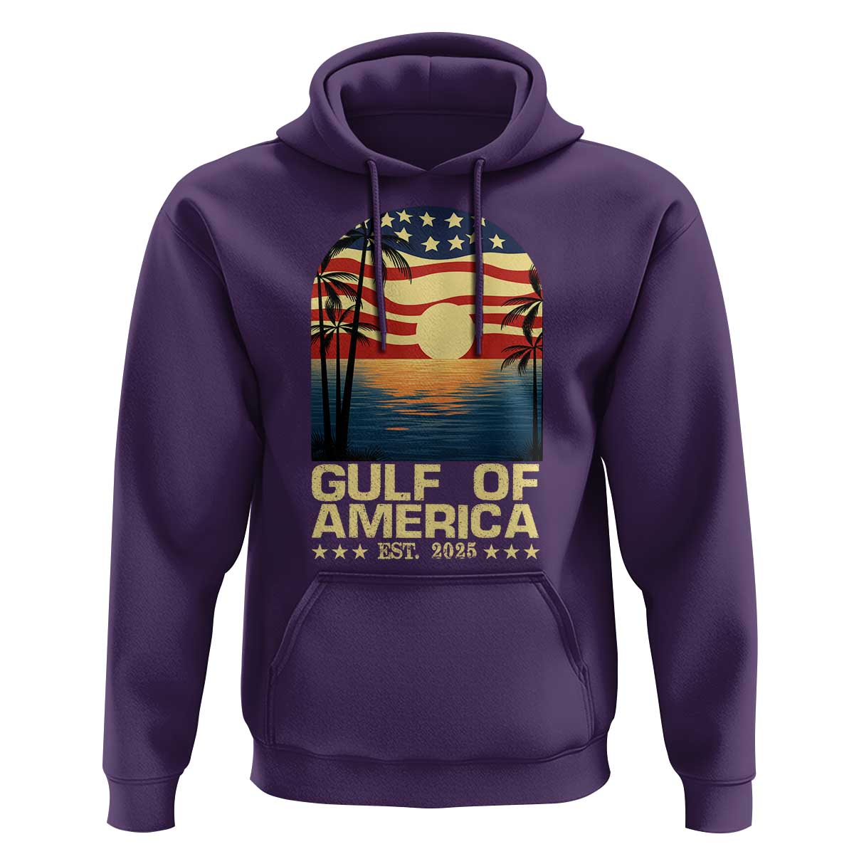 Gulf Of America Hoodie Est 2025 American Flag Retro
