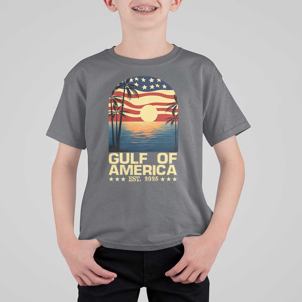Gulf Of America T Shirt For Kid Est 2025 American Flag Retro