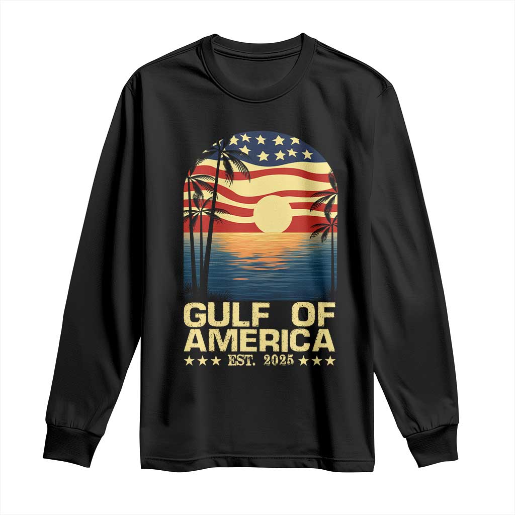 Gulf Of America Long Sleeve Shirt Est 2025 American Flag Retro