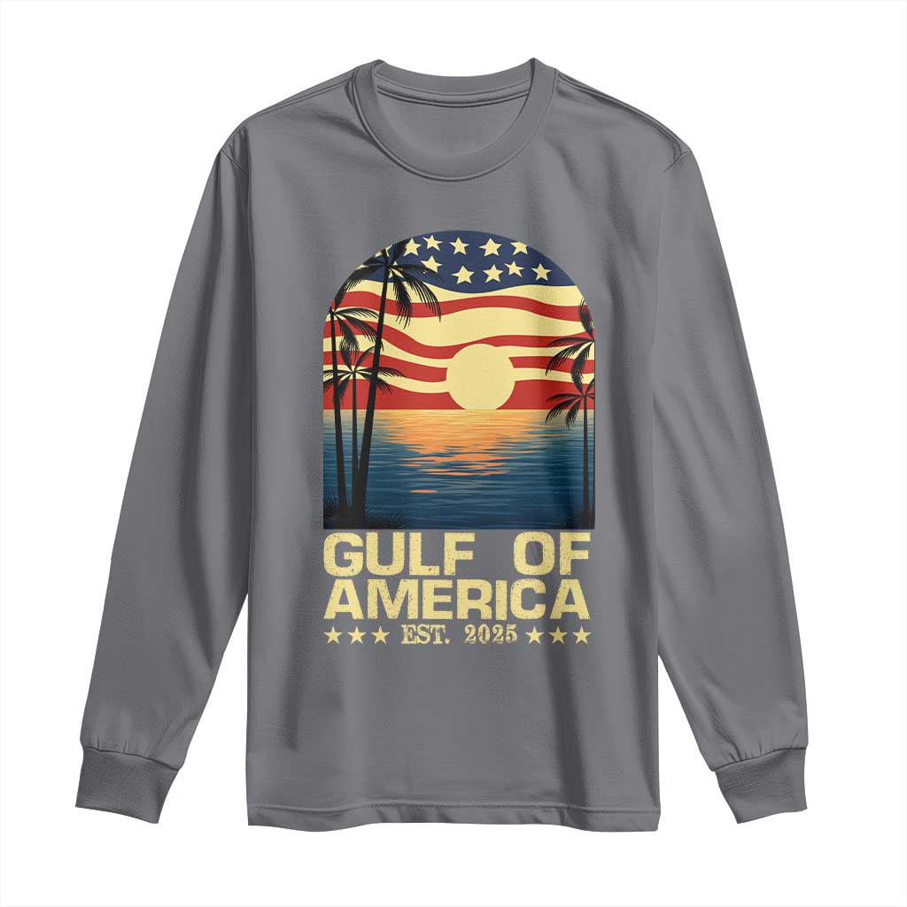 Gulf Of America Long Sleeve Shirt Est 2025 American Flag Retro