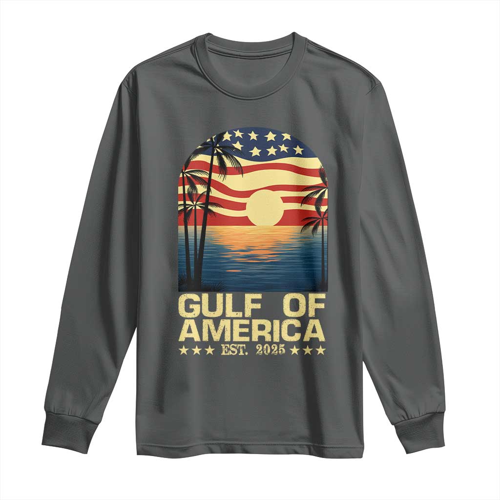 Gulf Of America Long Sleeve Shirt Est 2025 American Flag Retro