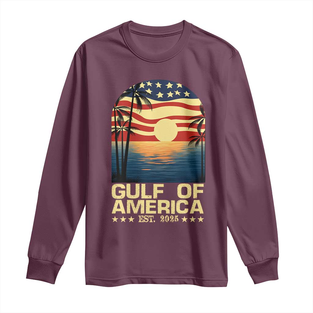 Gulf Of America Long Sleeve Shirt Est 2025 American Flag Retro