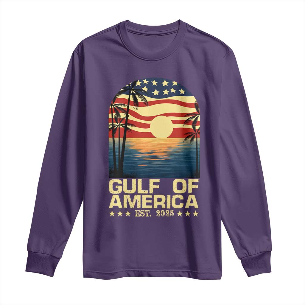 Gulf Of America Long Sleeve Shirt Est 2025 American Flag Retro