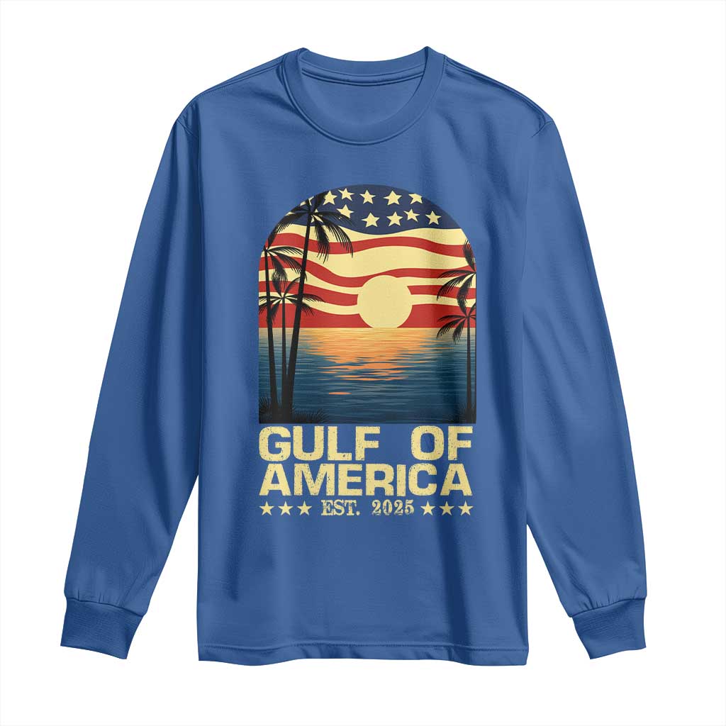 Gulf Of America Long Sleeve Shirt Est 2025 American Flag Retro