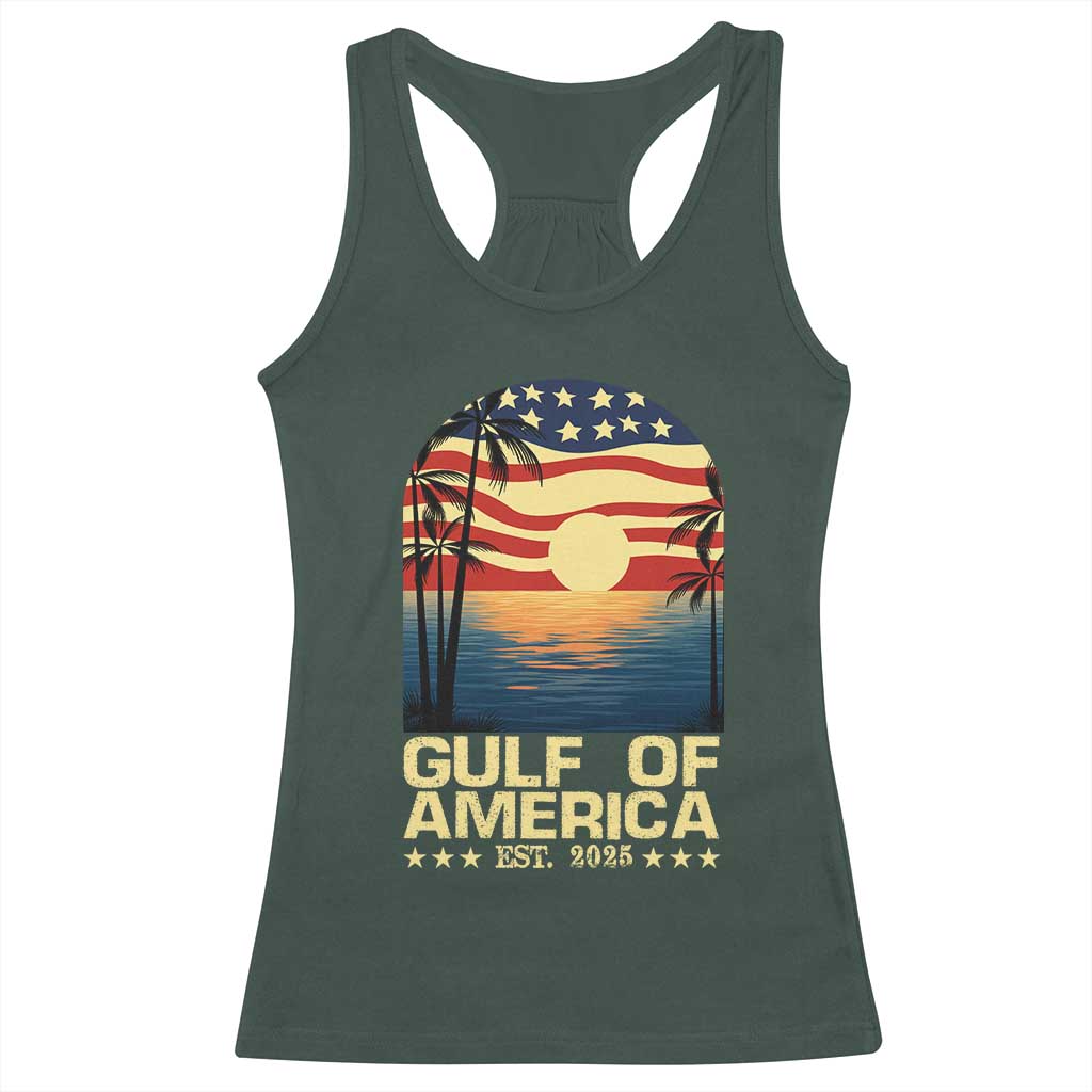 Gulf Of America Racerback Tank Top Est 2025 American Flag Retro