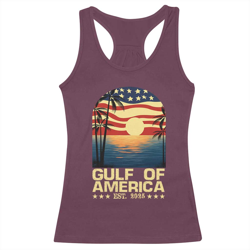 Gulf Of America Racerback Tank Top Est 2025 American Flag Retro