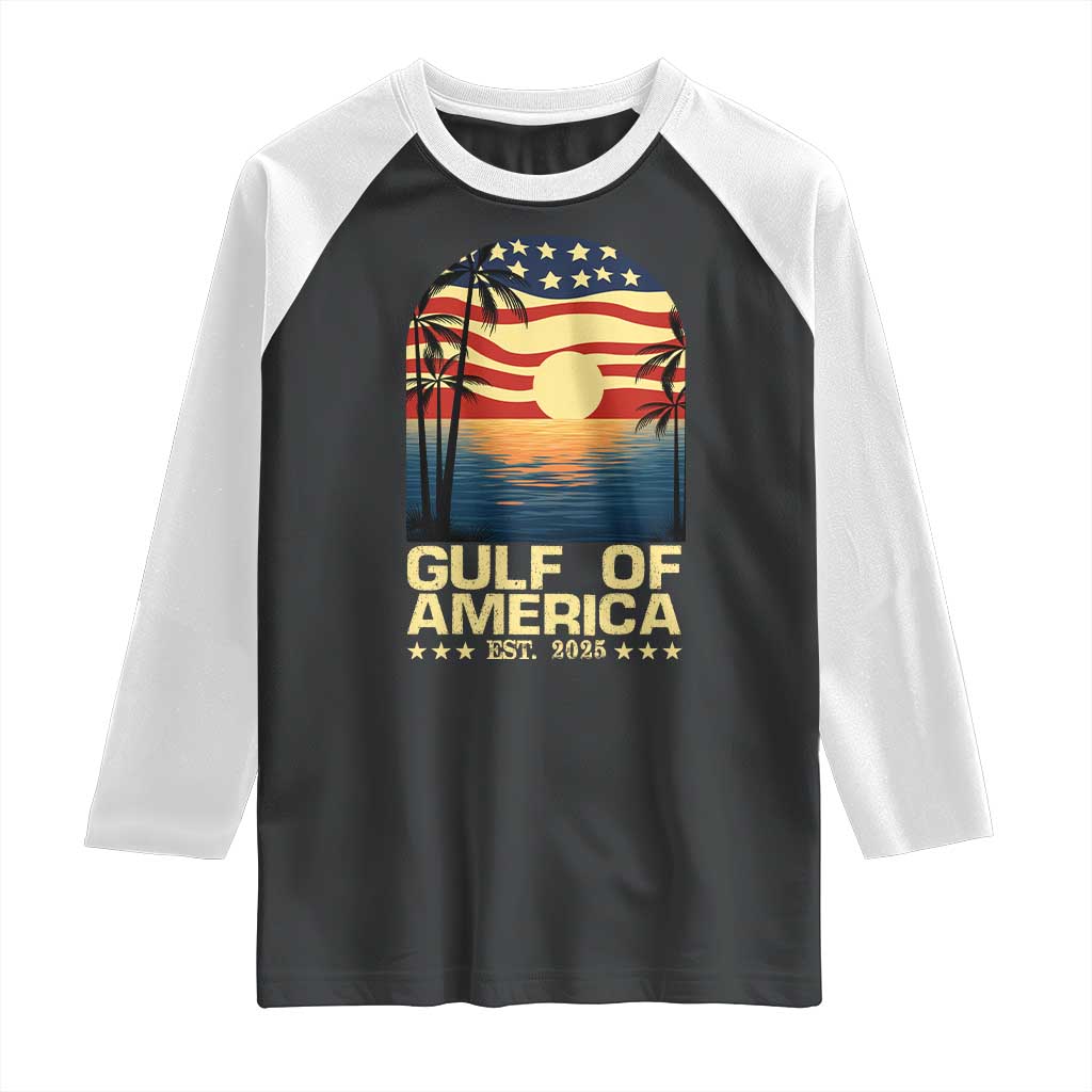 Gulf Of America Raglan Shirt Est 2025 American Flag Retro