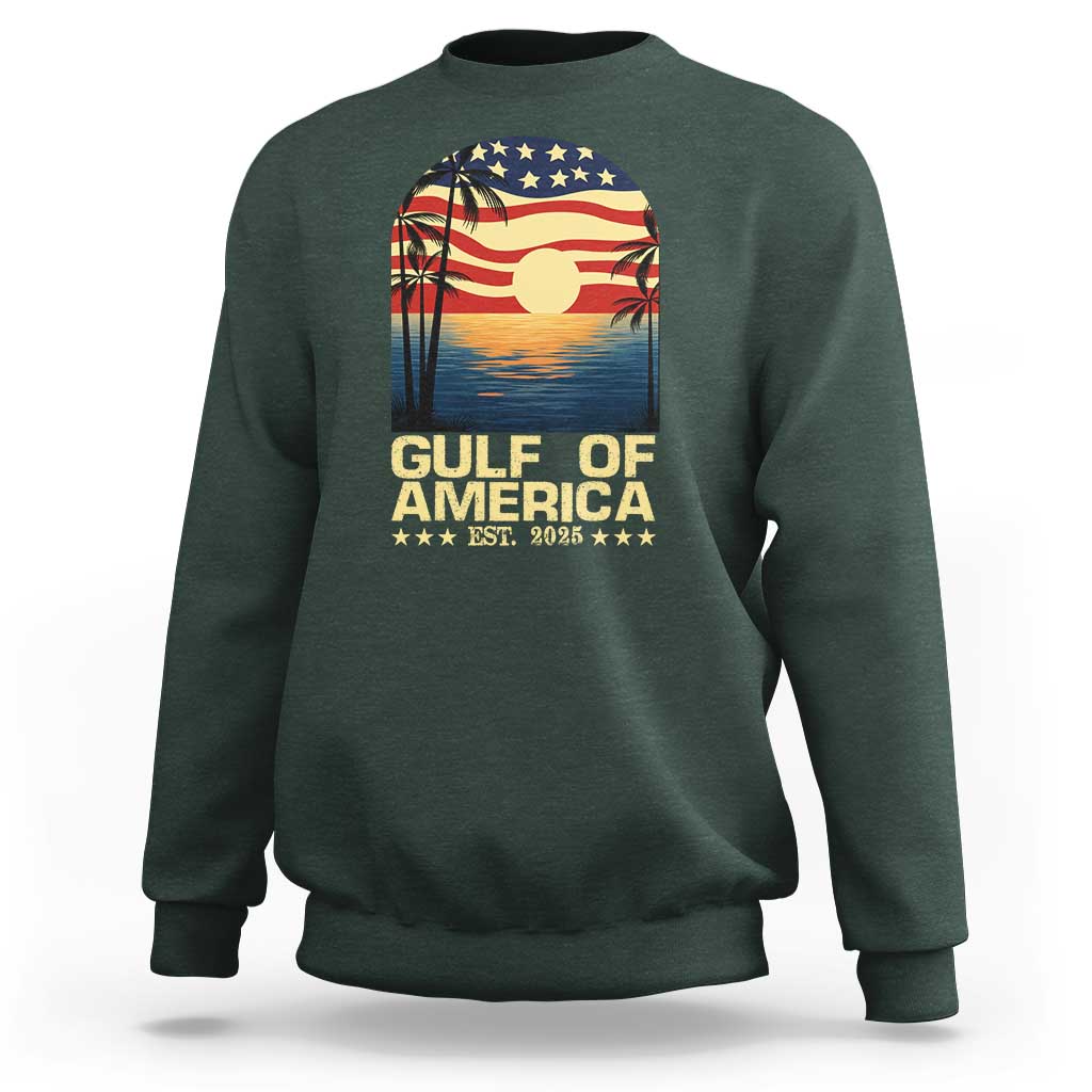 Gulf Of America Sweatshirt Est 2025 American Flag Retro