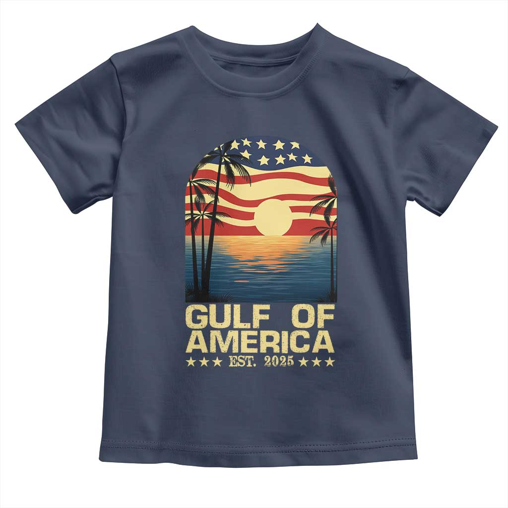 Gulf Of America Toddler T Shirt Est 2025 American Flag Retro