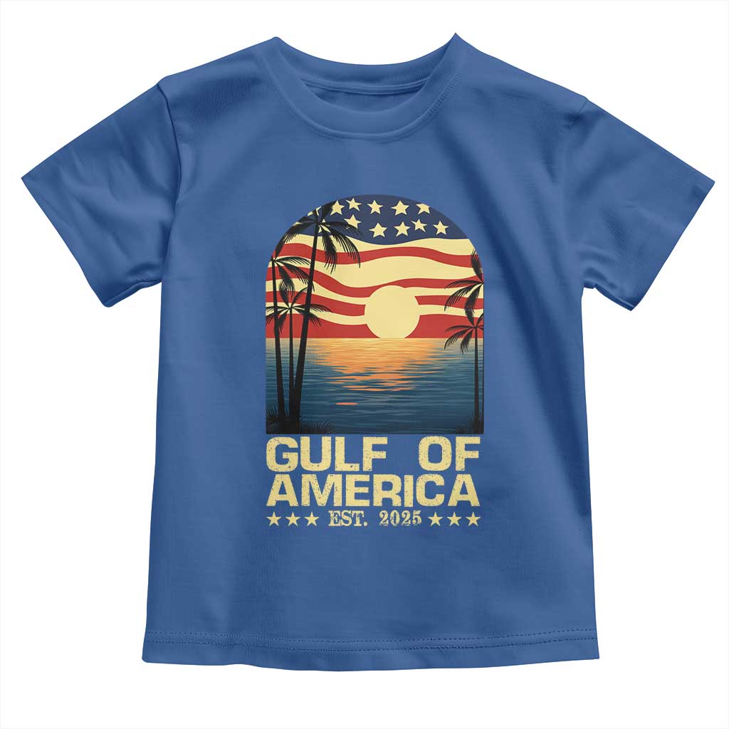Gulf Of America Toddler T Shirt Est 2025 American Flag Retro