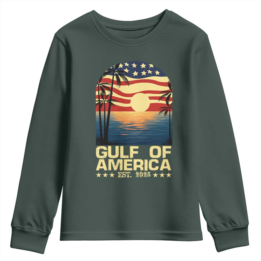 Gulf Of America Youth Sweatshirt Est 2025 American Flag Retro