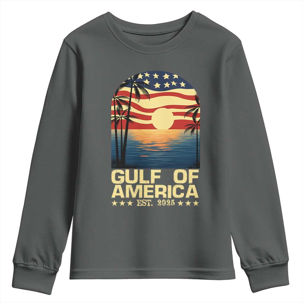 Gulf Of America Youth Sweatshirt Est 2025 American Flag Retro