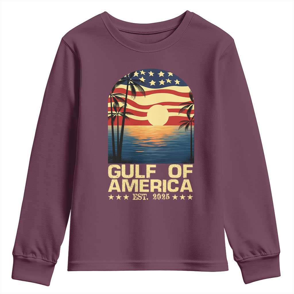 Gulf Of America Youth Sweatshirt Est 2025 American Flag Retro