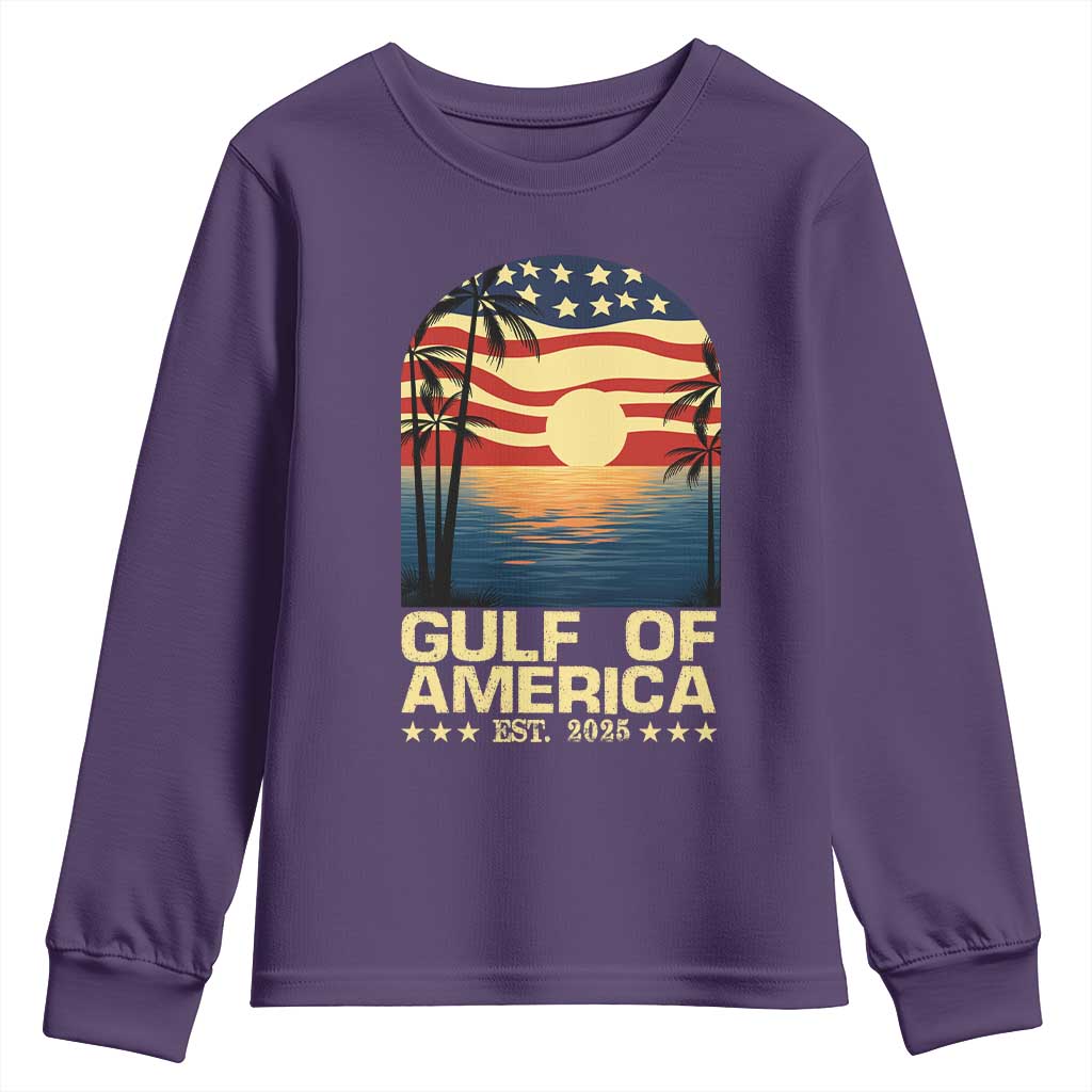 Gulf Of America Youth Sweatshirt Est 2025 American Flag Retro