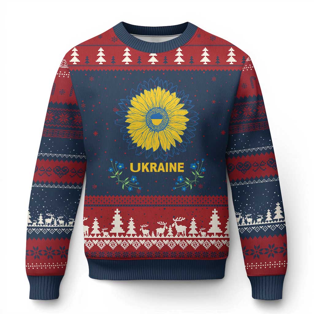 Ukraine Sunflower Ugly Christmas Sweater Ukrainian Flag - Wonder Print Shop