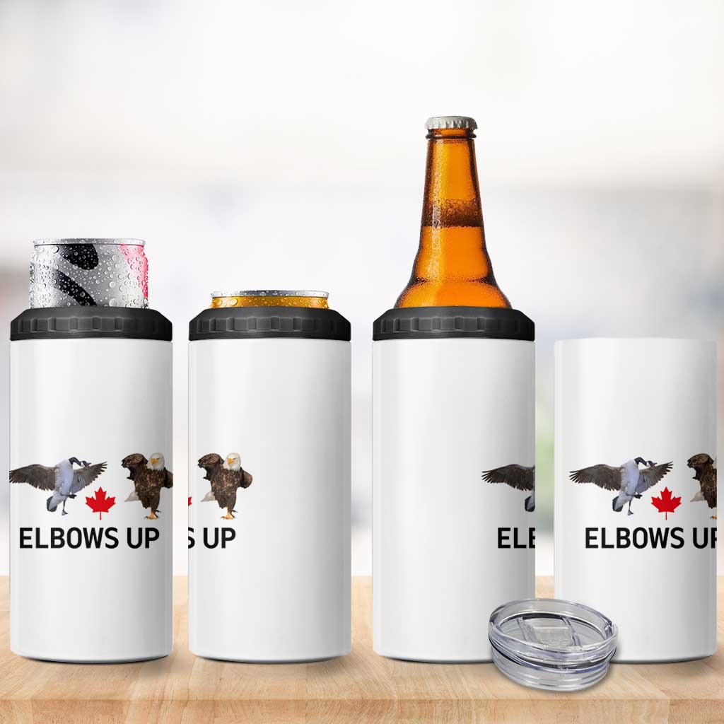 Elbows Up 4 in 1 Can Cooler Tumbler Canada Goose Vs Eagle Maple Leaf