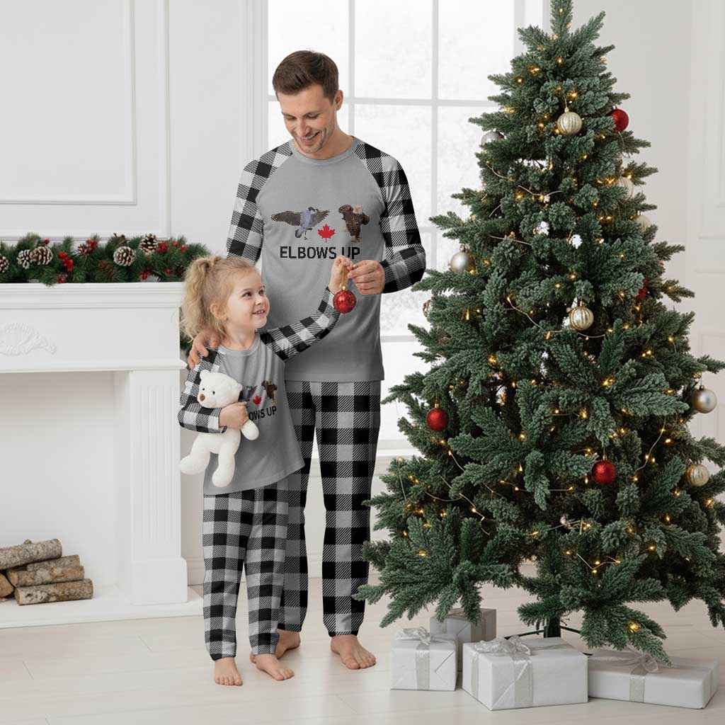Elbows Up Plaid Pajama Set Canada Goose Vs Eagle Maple Leaf - Wonder Print Shop