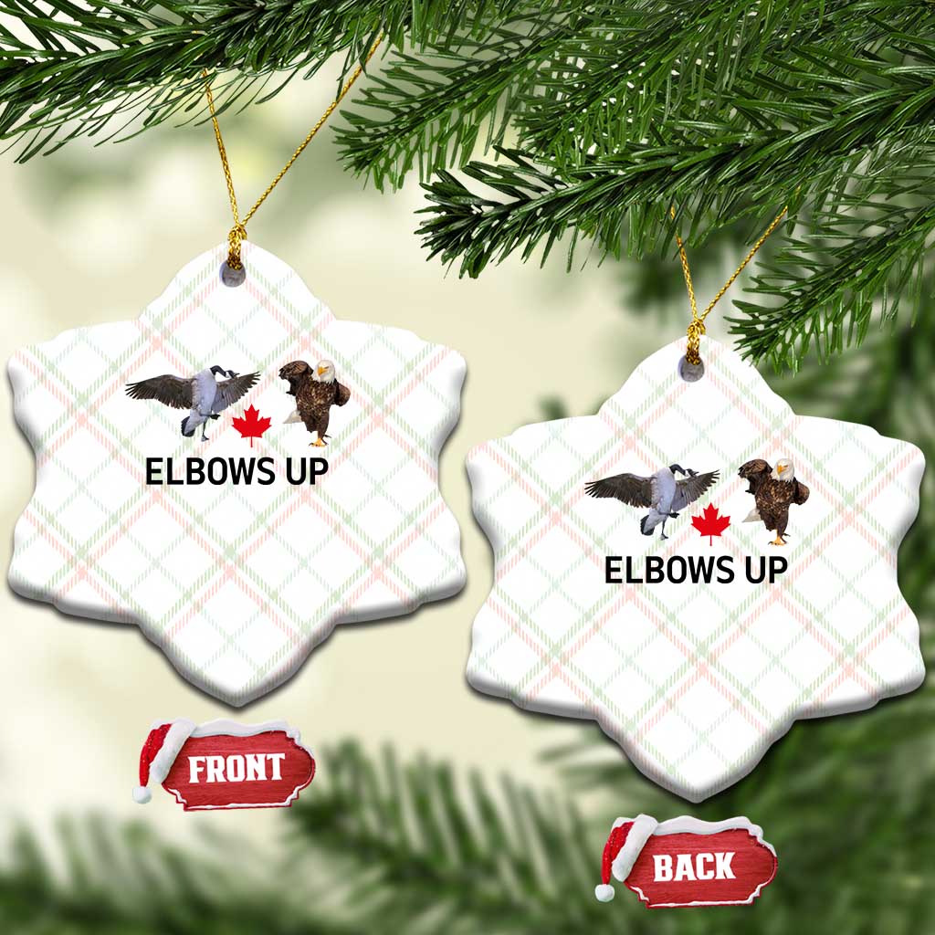 Elbows Up Ceramic Ornament Canada Goose Vs Eagle Maple Leaf - Wonder Print Shop