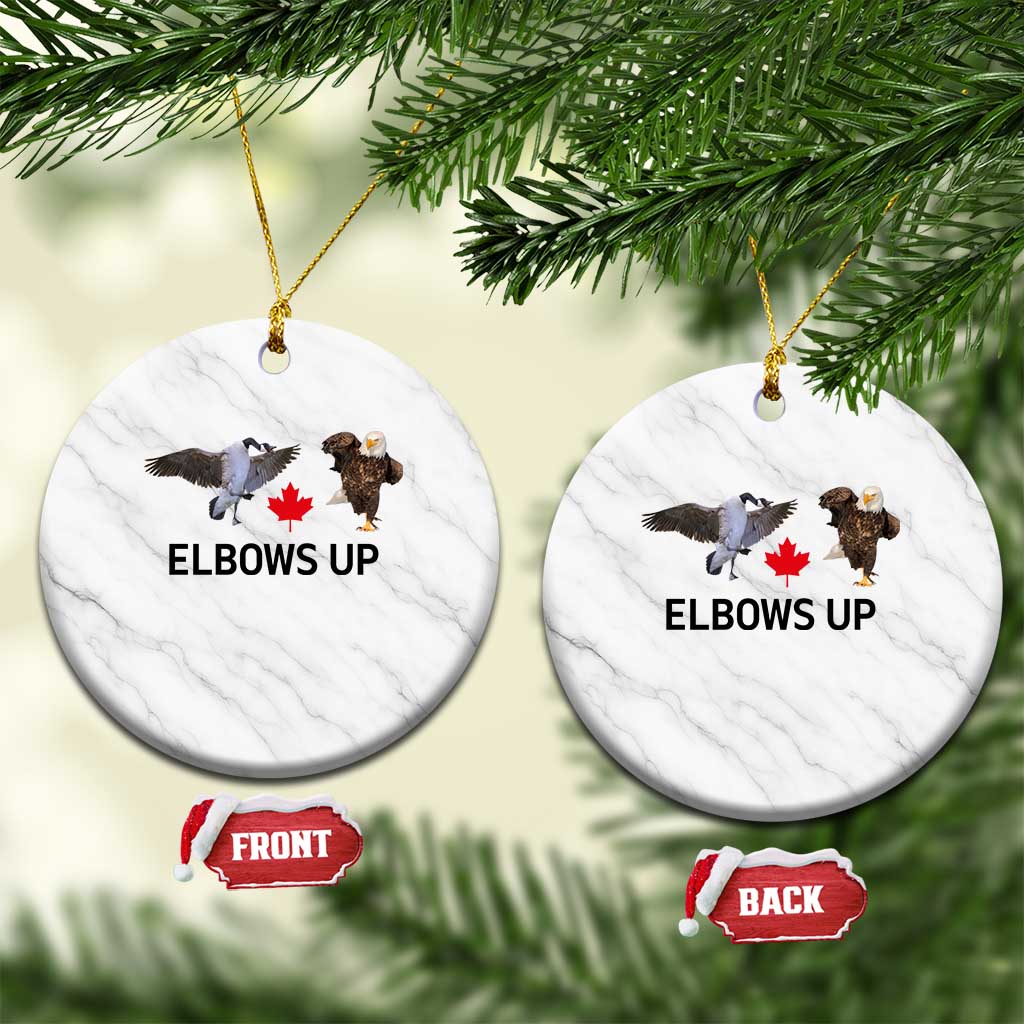 Elbows Up Ceramic Ornament Canada Goose Vs Eagle Maple Leaf - Wonder Print Shop