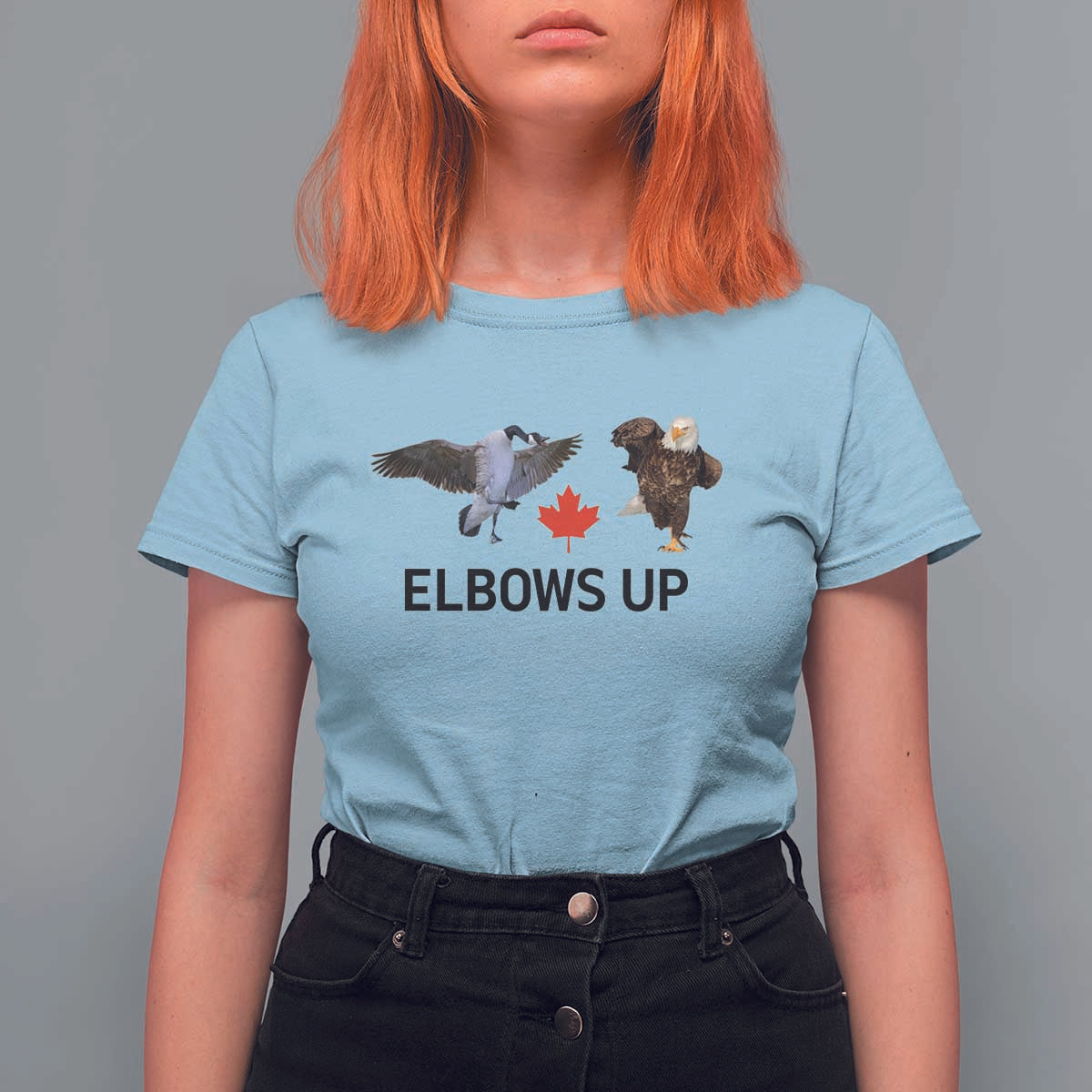 Elbows Up T Shirt For Women Canada Goose Vs Eagle Maple Leaf TS02