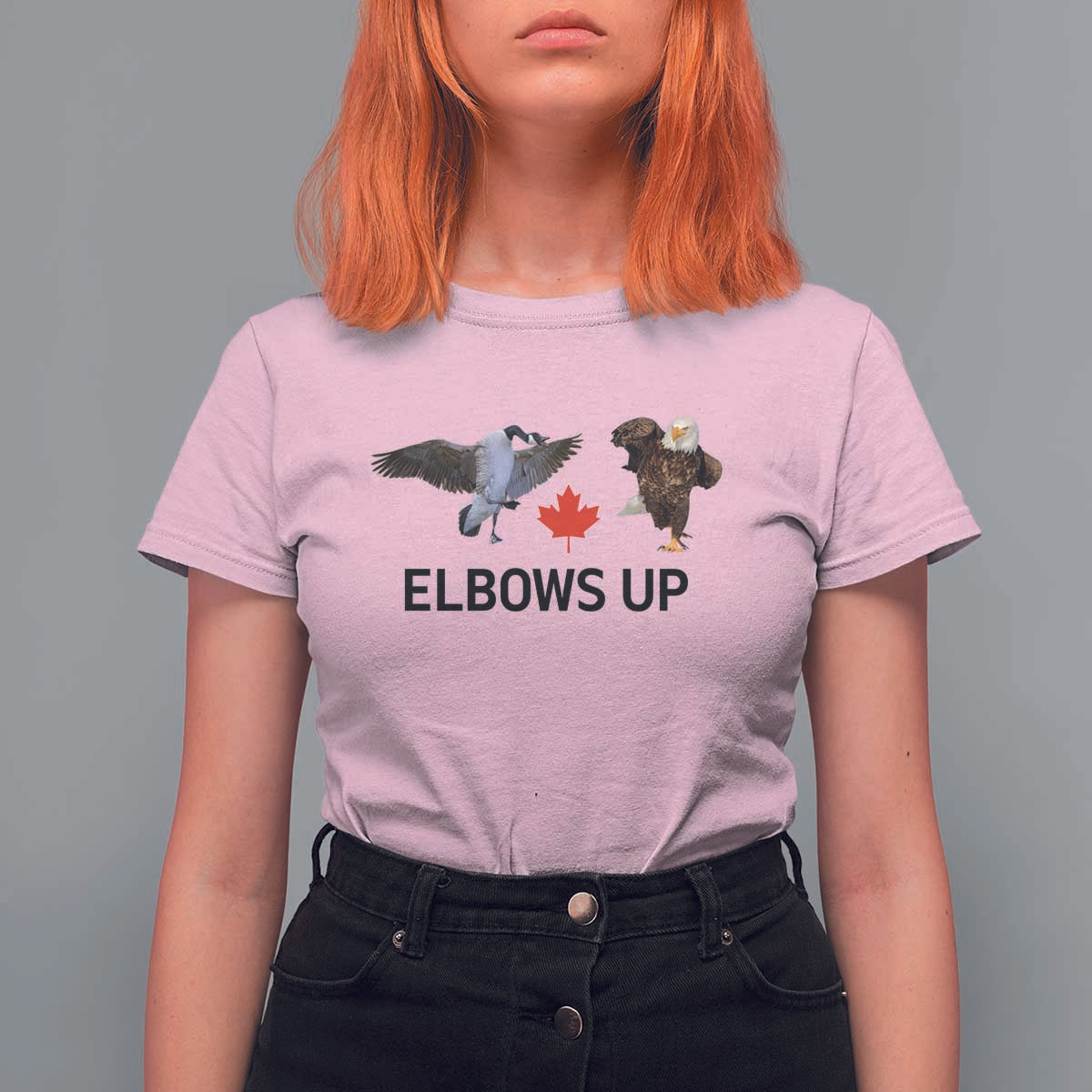 Elbows Up T Shirt For Women Canada Goose Vs Eagle Maple Leaf TS02